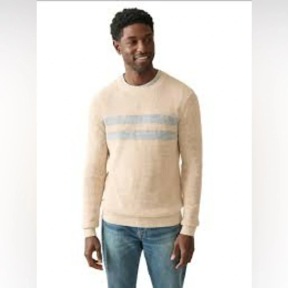 Faherty Sunwashed Crewneck Sweater - Dune Natural Surf Stripe.  Size XXL NWOT